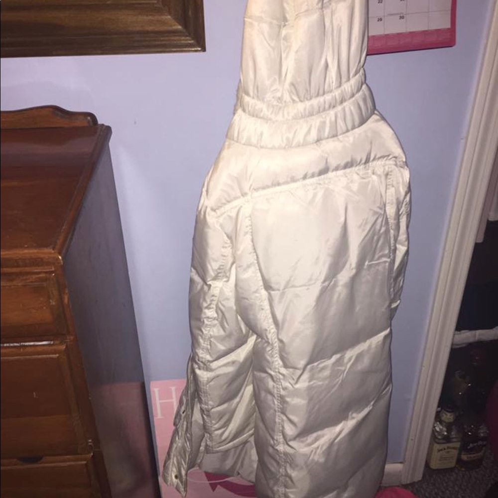Long white puffy coat